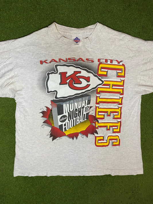 1995 Kansas City Chiefs - Monday Night Football - Vintage NFL T-Shirt (Large) Gametime Vintage