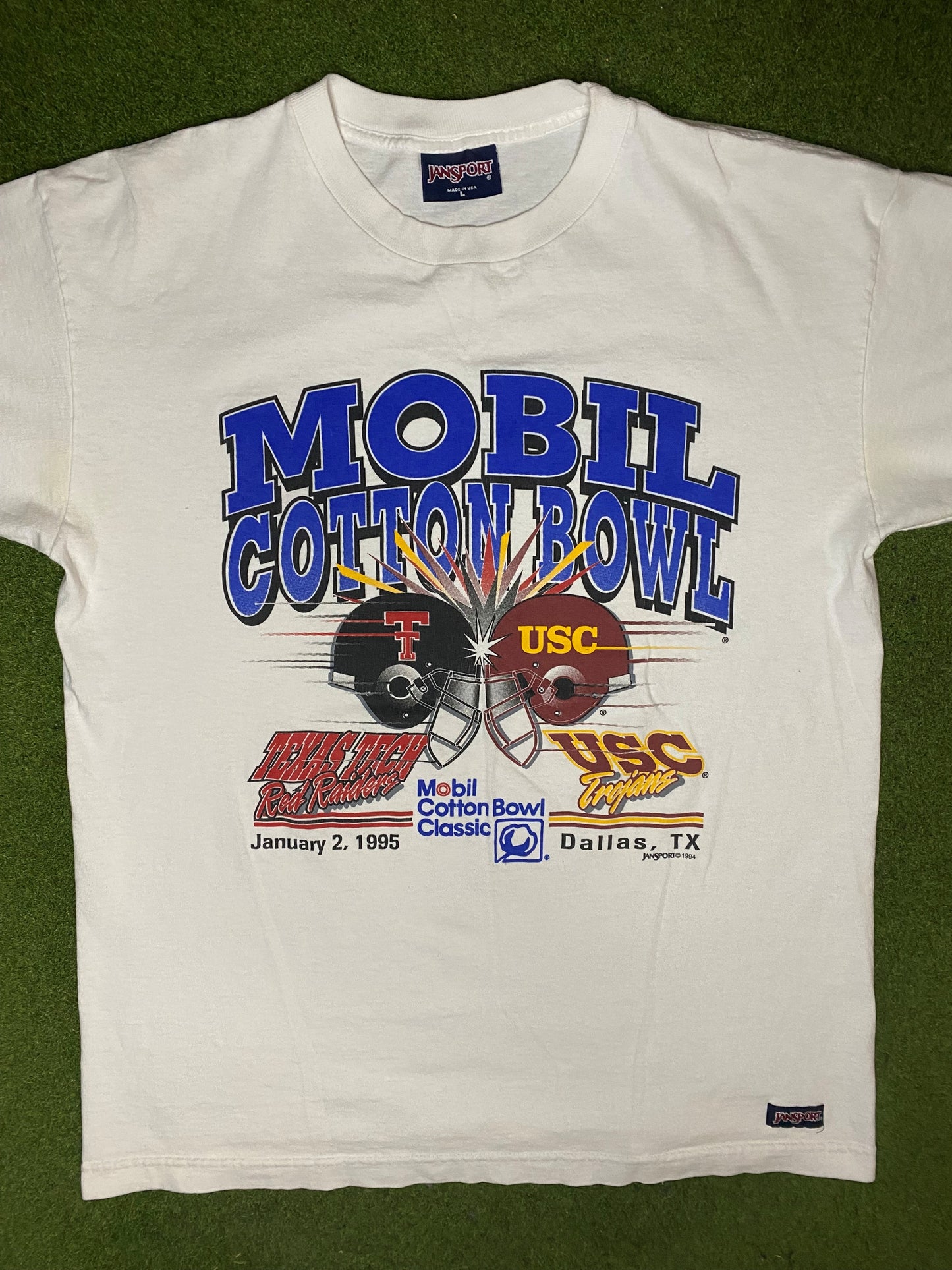 1995 Mobil Cotton Bowl - Texas Tech Vs. USC - Vintage College T-Shirt (Large) Gametime Vintage