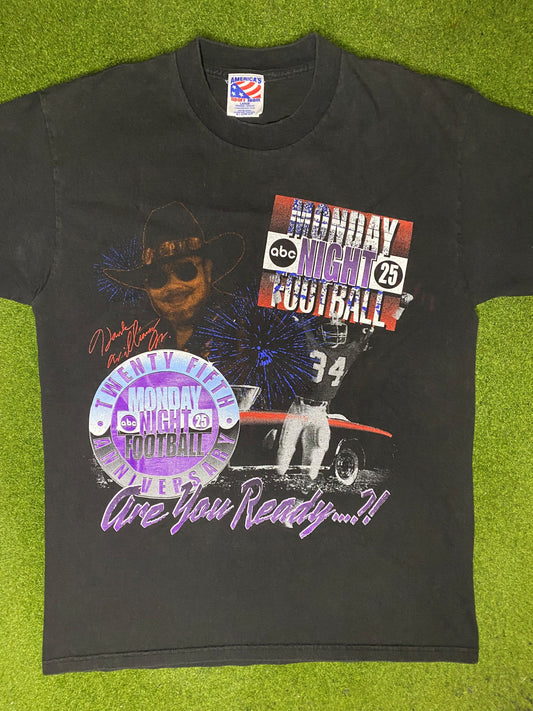 1995 Monday Night Football - 25th Anniversary - Vintage NFL T Shirt (Large) - Gametime Vintage