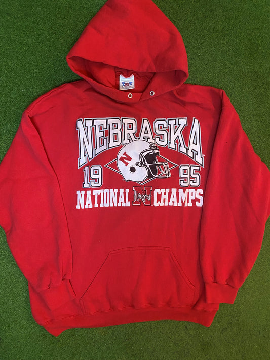 1995 Nebraska Cornhuskers - Vintage College Football Hoodie (XL) Gametime Vintage