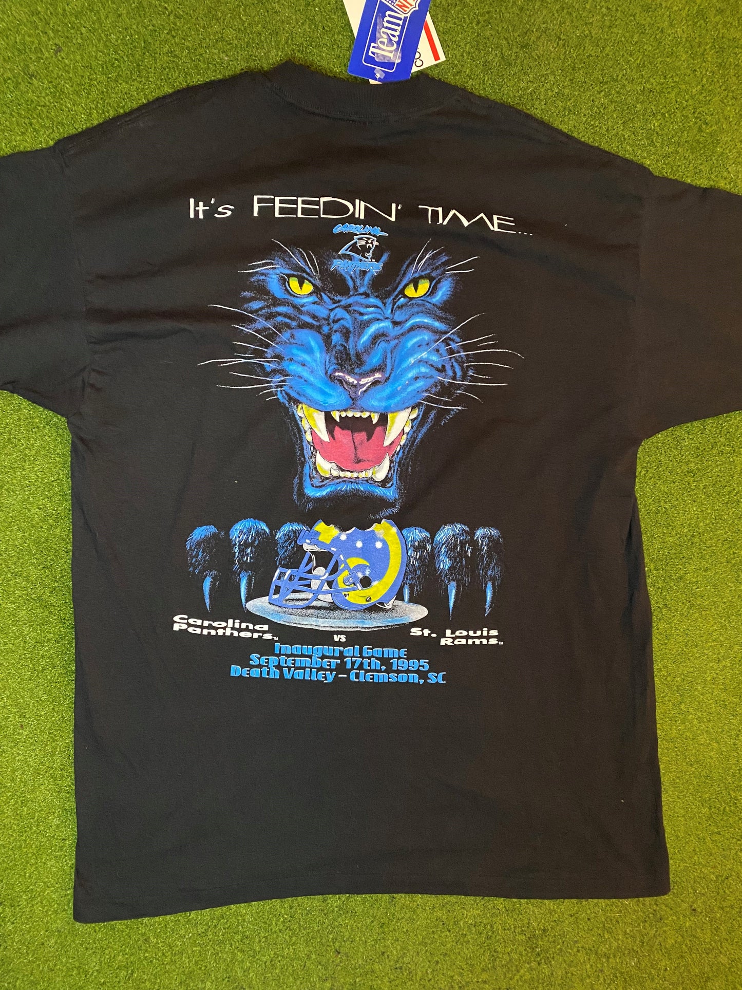 1995 Carolina Panthers - Inaugural Season - Double Sided - NWT - Vintage NFL T-Shirt (XL)