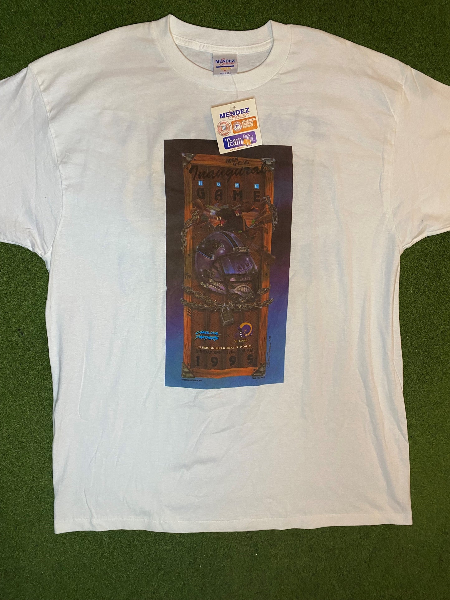 1995 Carolina Panthers - Inaugural Game, I Was There - Double Sided - NWT - Vintage NFL T-Shirt (XL) Gametime Vintage