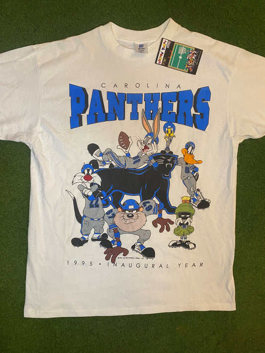 1995 Carolina Panthers - Inaugural Year - Looney Tunes Crossover - Vintage NFL T-Shirt (XL) Gametime Vintage