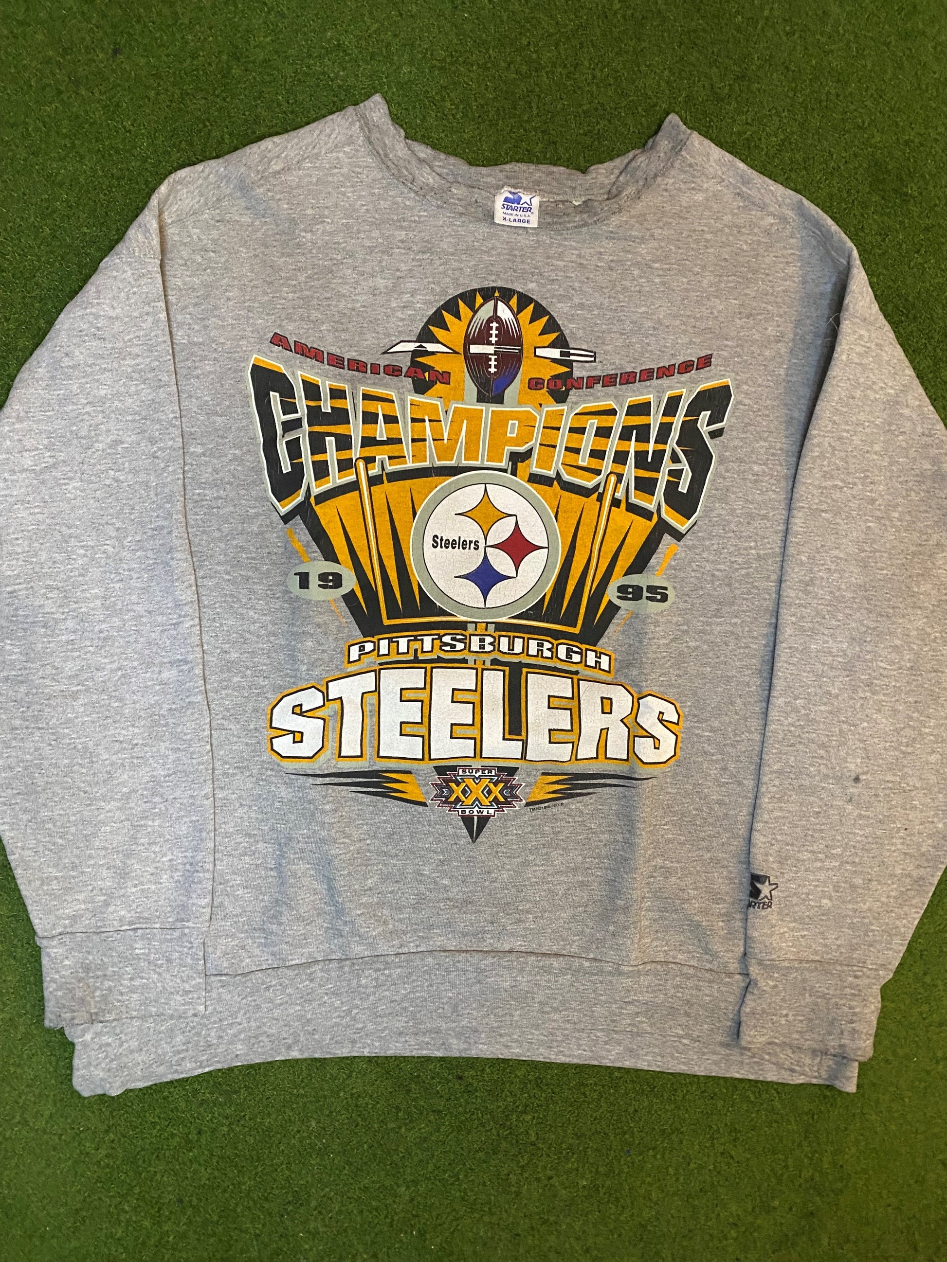 1995 Pittsburgh Steelers - AFC Champions - Vintage College Sweatshirt (XL)