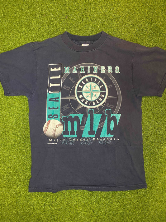 1995 Seattle Mariners - Big Logo - Vintage MLB Tee Shirt (Medium) Gametime Vintage