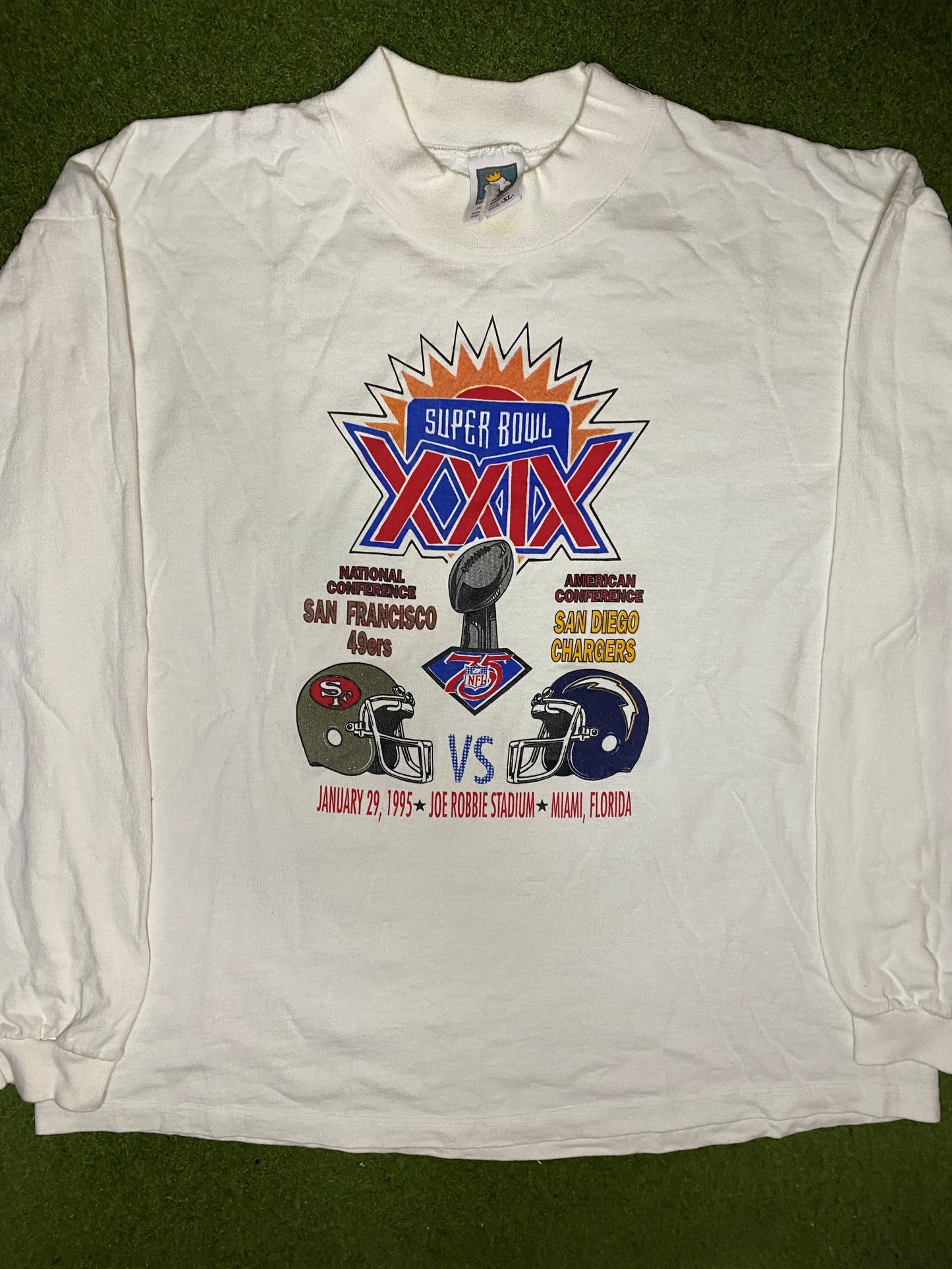 1995 Super Bowl XXIX - 49ers Vs. Chargers - Vintage NFL Long Sleeve (XL)