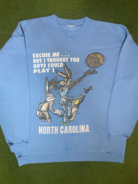 1995 North Carolina Tar Heels - Looney Tunes Crossover - Vintage College Sweatshirt (XL)