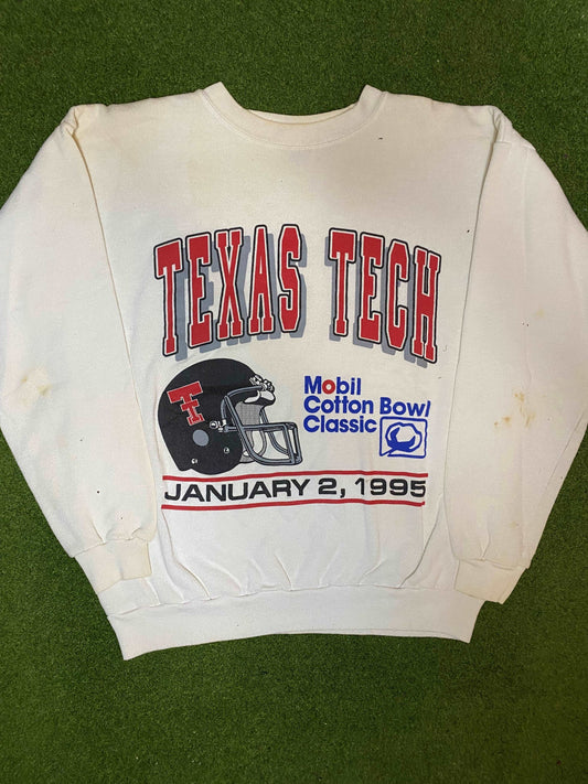 1995 Texas Tech Red Raiders - Mobil Cotton Bowl - Vintage College Football Crewneck Sweatshirt (Large)