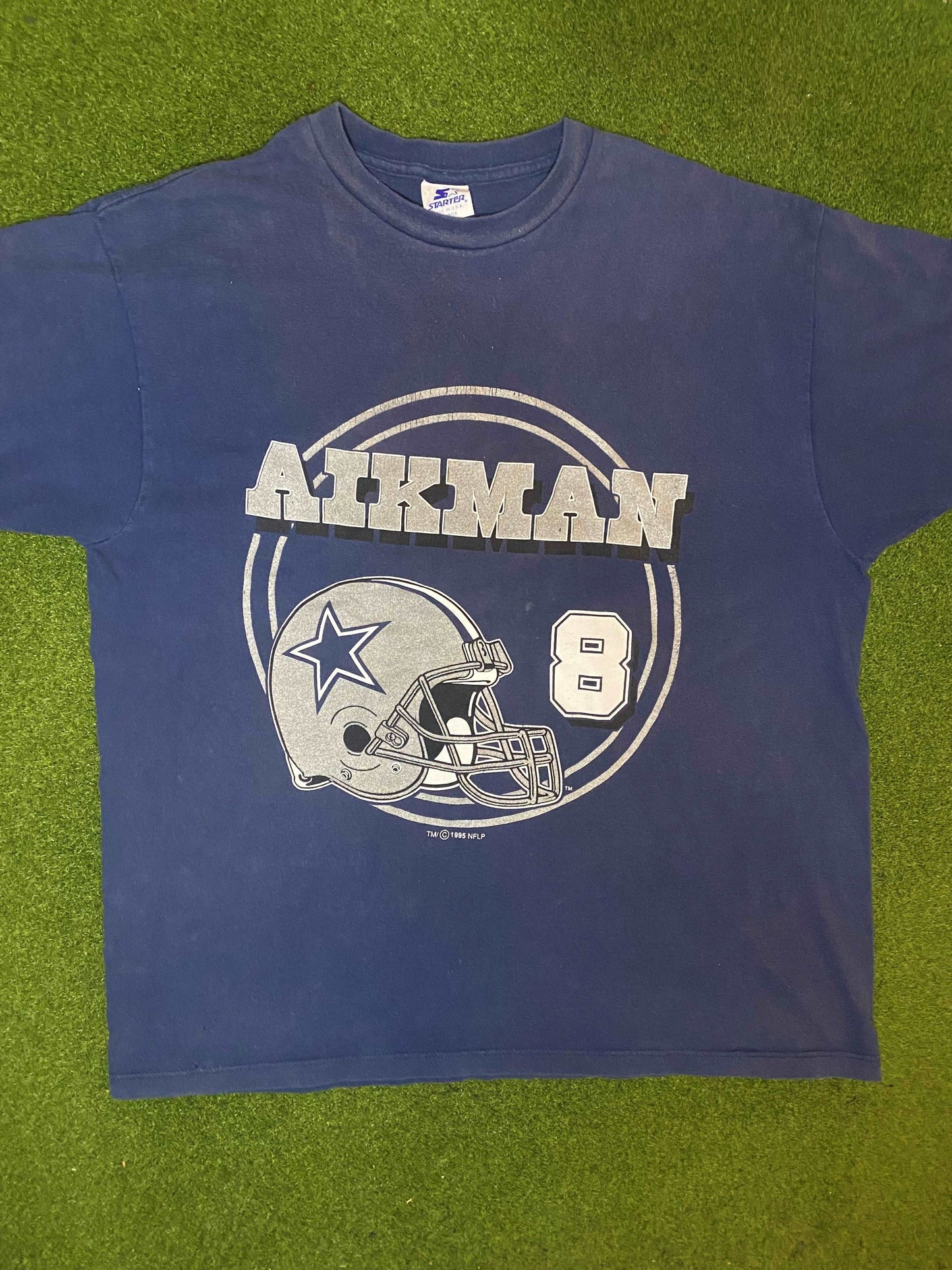 1995 Dallas Cowboys - Troy Aiman - Vintage NFL Player T-Shirt (Large) Gametime Vintage