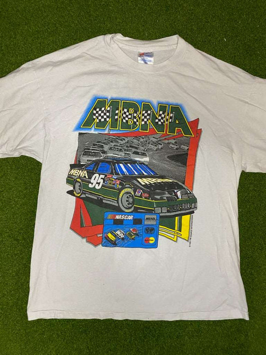 1995 MBNA - Double Sided - Winston Cup Schedule - Vintage NASCAR Tee Shirt (XL)