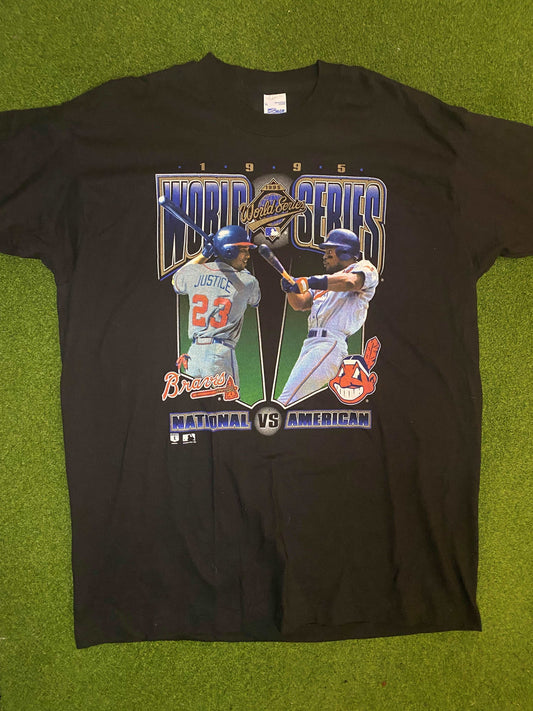 1995 World Series - Atlanta Braves vs. Cleveland Indians - Vintage MLB Tee Shirt (XL) Gametime Vintage