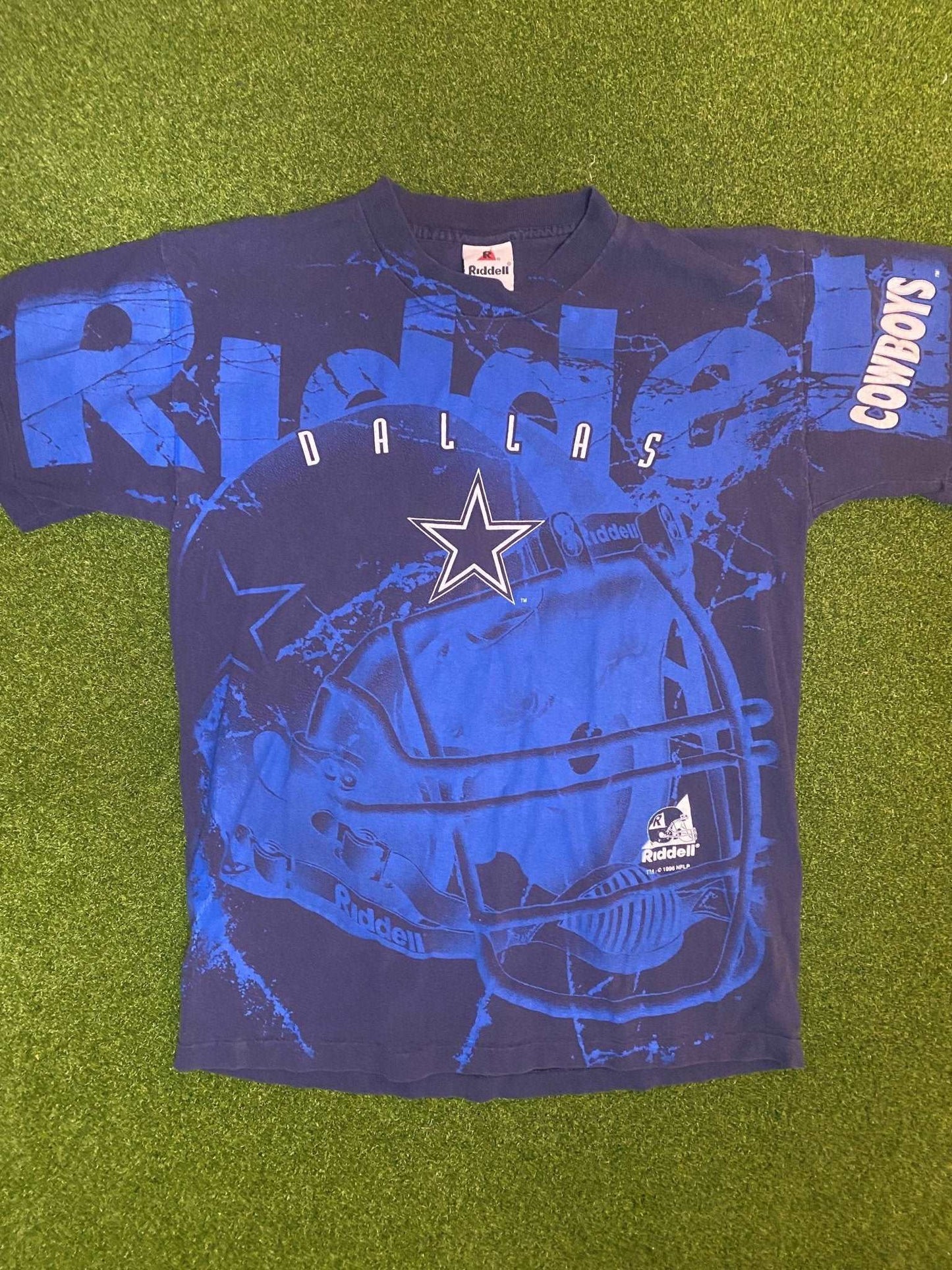 1996 Dallas Cowboys - Print All Over - Vintage NFL Tee Shirt (Medium) Gametime Vintage