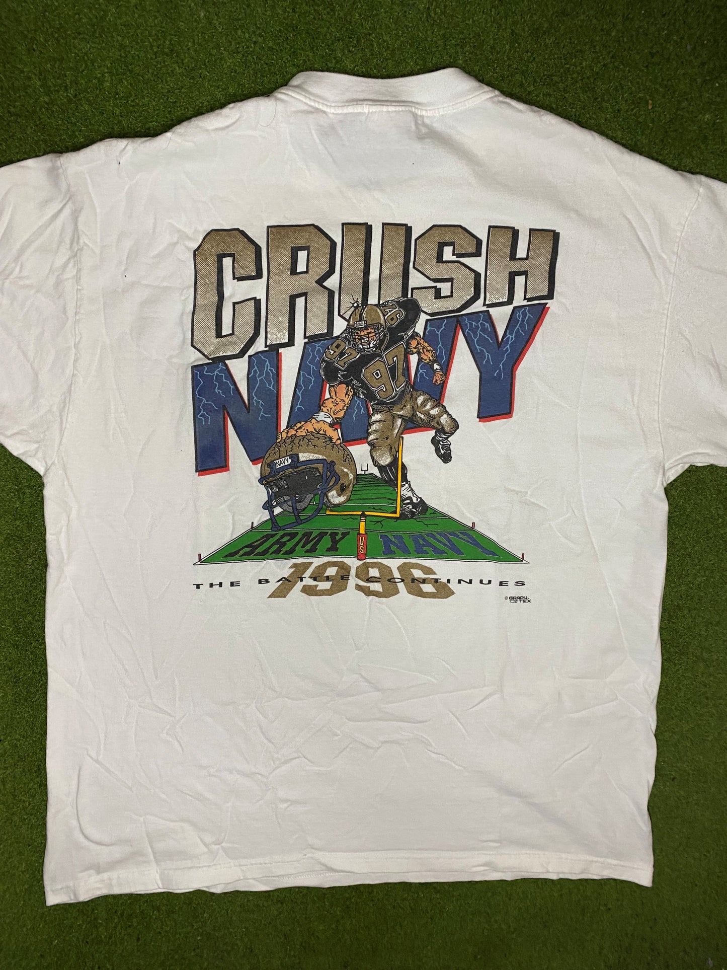 1996 Army Black Knights - Beat Navy - Vintage College Football T-Shirt (XL) Gametime Vintage