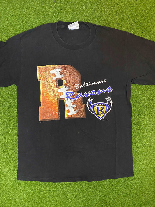 1996 Baltimore Ravens - Big Logo - Vintage NFL Tee Shirt (Large) Gametime Vintage