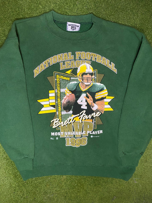 1996 Green Bay Packers - Brett Favre MVP - Vintage NFL Player Sweatshirt (Large) Gametime Vintage