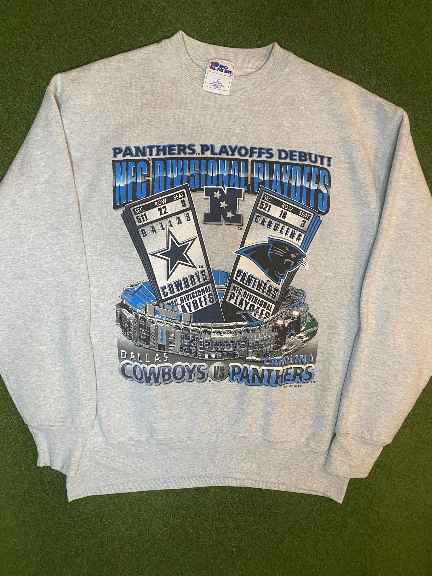 1996 Carolina Panthers - Playoff Debut - Vintage NFL Crewneck Sweatshirt (Large) Gametime Vintage