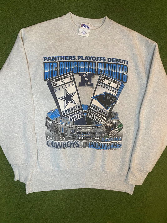 1996 Carolina Panthers - Playoff Debut - Vintage NFL Crewneck Sweatshirt (Large) Gametime Vintage