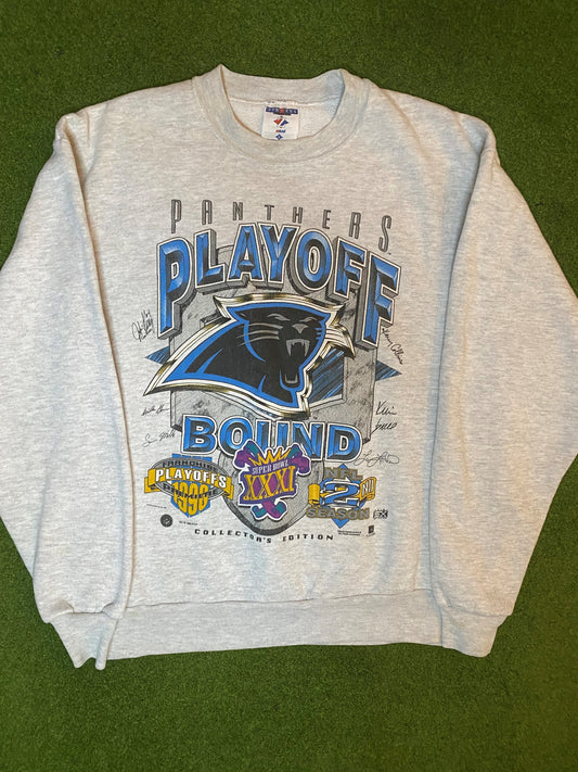 1996 Carolina Panthers - Playoff Bound - Vintage NFL Sweatshirt (Large) Gametime Vintage