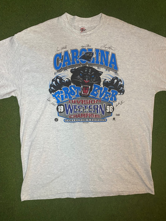 1996 Carolina Panthers - First Ever West Div Champs - Vintage NFL T-Shirt (2XL) Gametime Vintage