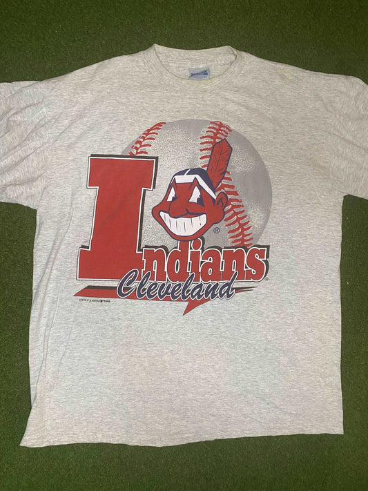 1996 Cleveland Indians - Big Logo - Vintage MLB Tee Shirt (XL) Gametime Vintage