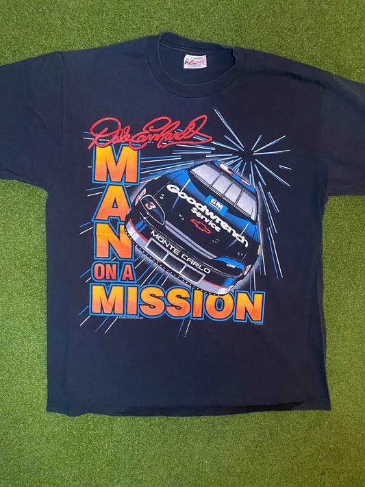 1996 Dale Earnhardt - Man On A Mission - Vintage NASCAR T-Shirt (XL)