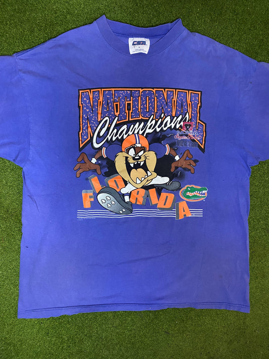 1996 Florida Gators - Taz - National Champions - Vintage College Football T-Shirt (XL) 