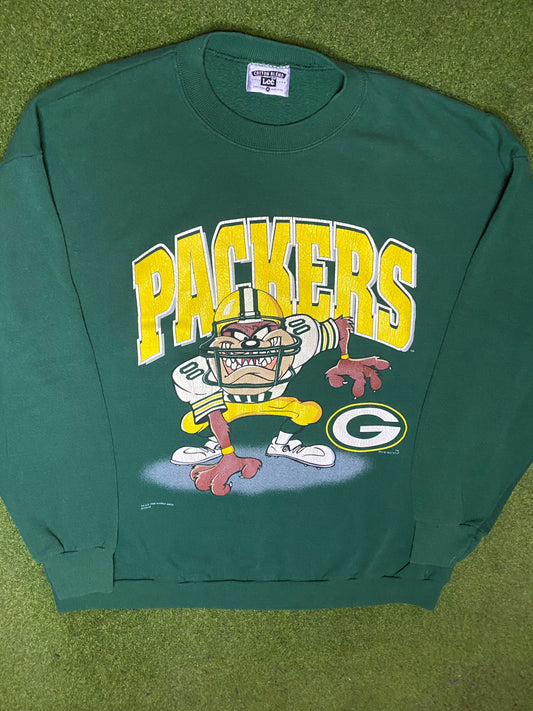 1996 Green Bay Packer - Taz Crossover - Vintage NFL Sweatshirt (XL) Gametime Vintage