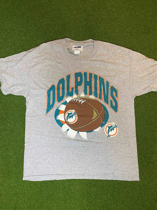 1996 Miami Dolphins - Vintage NFL Tee Shirt (Large) Gametime Vintage