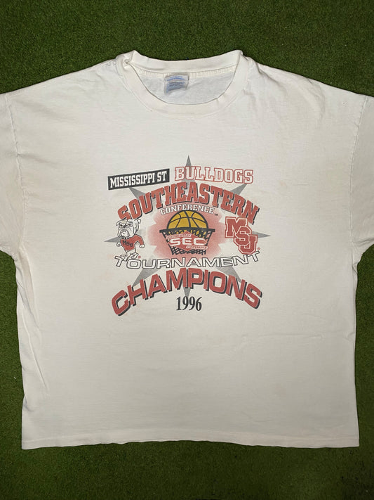 1996 Mississippi State Bulldogs - SEC Champs - Vintage College T Shirt (2XL)