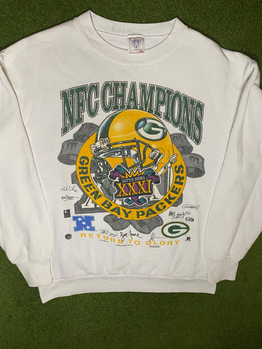 1996 Green Bay Packers - Super Bowl XXXI - Vintage NFL Sweatshirt (Large) Gametime Vintage