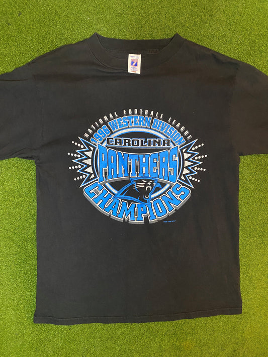 1996 Carolina Panthers - West Div Champs - Vintage NFL T-Shirt (Large) Gametime Vintage