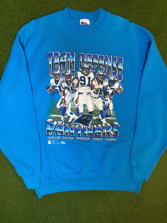 1996 Carolina Panthers - Team Defense - Vintage NFL Player Sweatshirt (2XL) Gametime Vintage