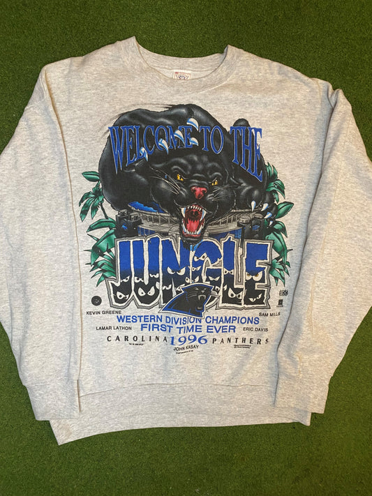1996 Carolina Panthers - Welcome to the Jungle - Vintage NFL Sweatshirt (XL)