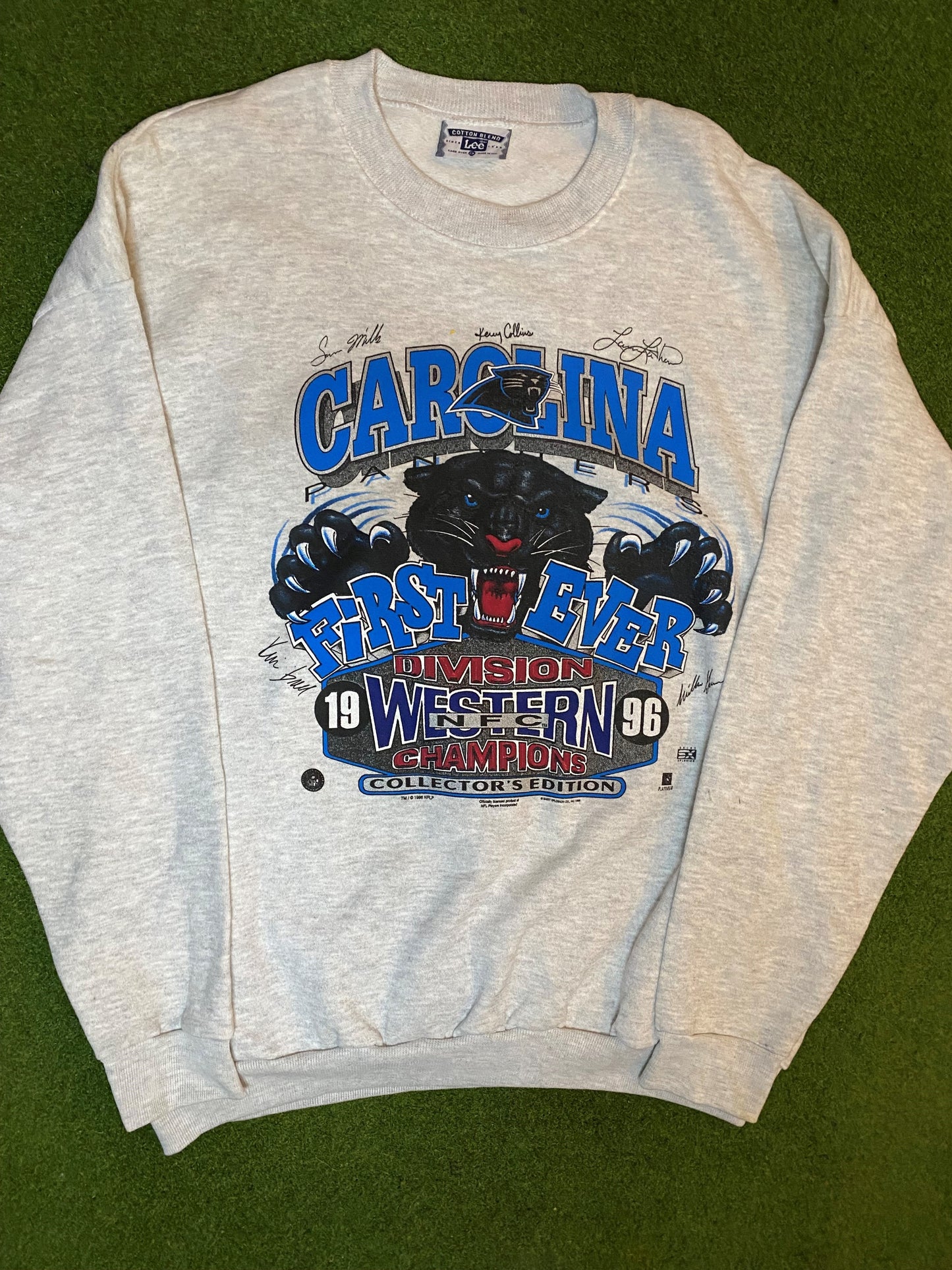 1996 Carolina Panthers - First Ever West Div Champs - Vintage NFL Sweatshirt (2XL) Gametime Vintage