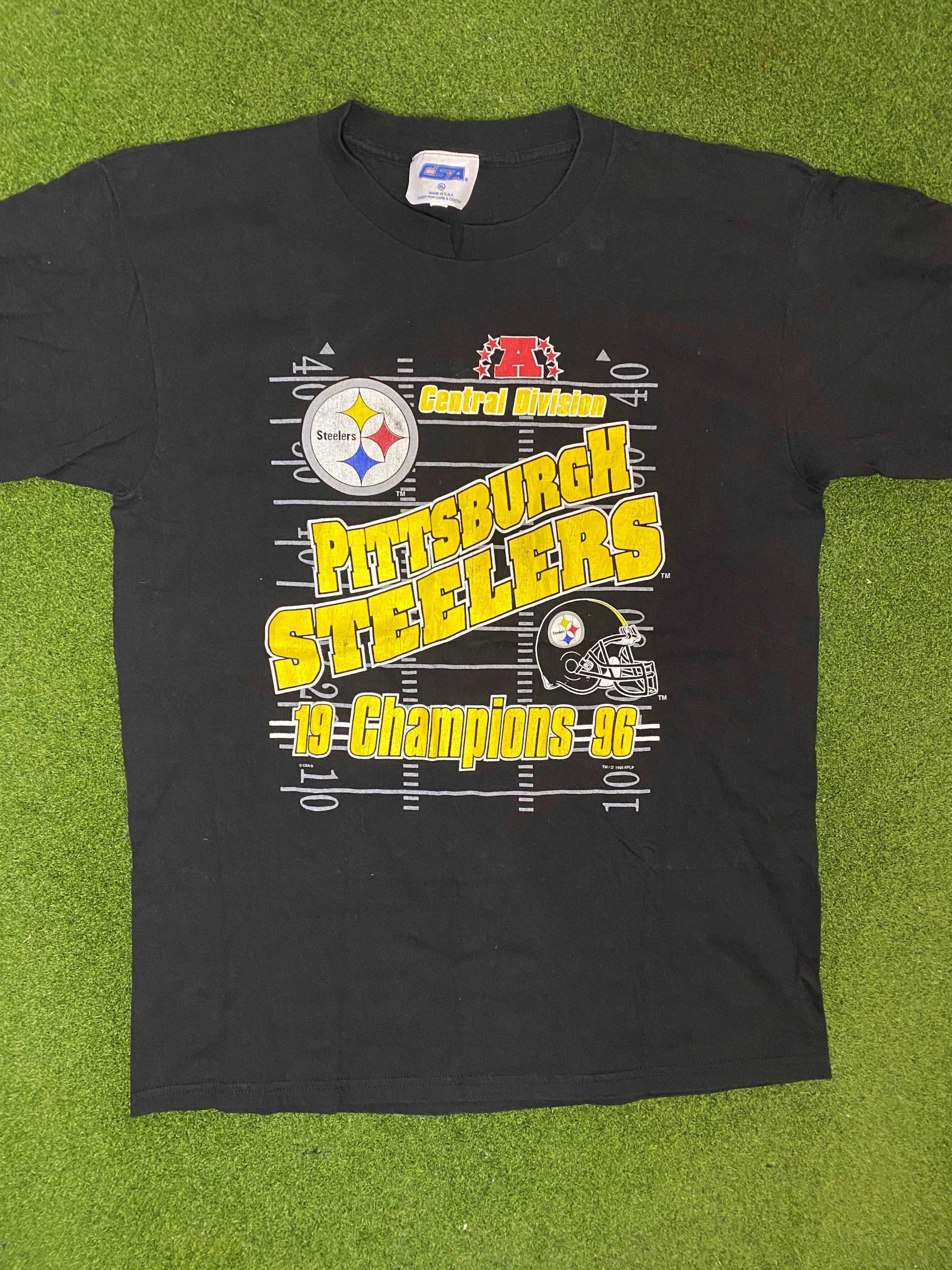 1996 Pittsburgh Steelers - Central Div Champs - Vintage NFL Tee Shirt (XL)