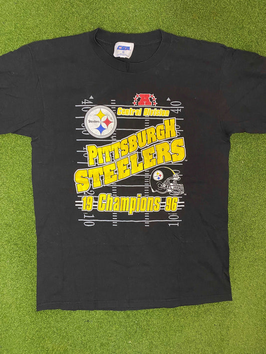 1996 Pittsburgh Steelers - Central Div Champs - Vintage NFL Tee Shirt (XL)