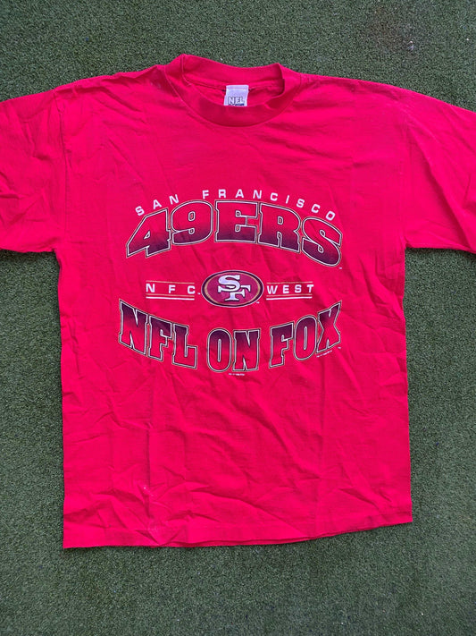 1996 San Francisco 49ers - NFL On Fox - Vintage NFL T-Shirt (Large) Gametime Vintage