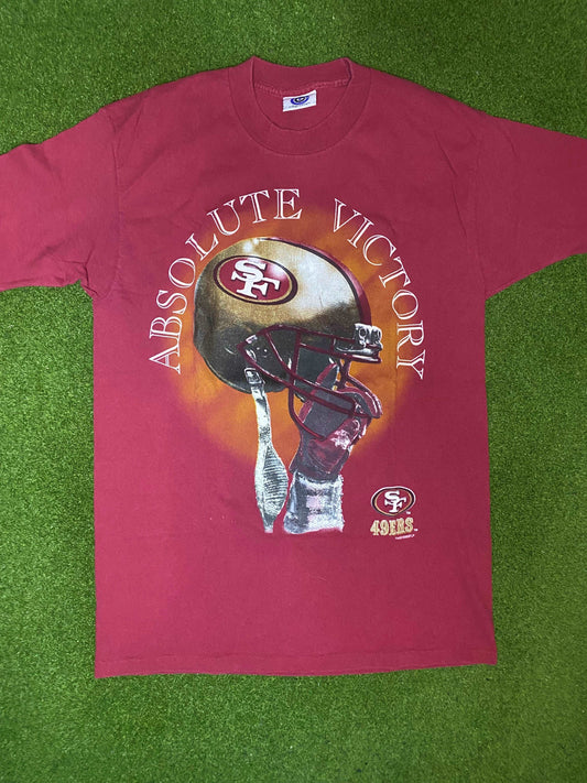 1996 San Francisco - Absolute Victory - Double Sided - Vintage NFL Tee Shirt (Large) - Gametime Vintage