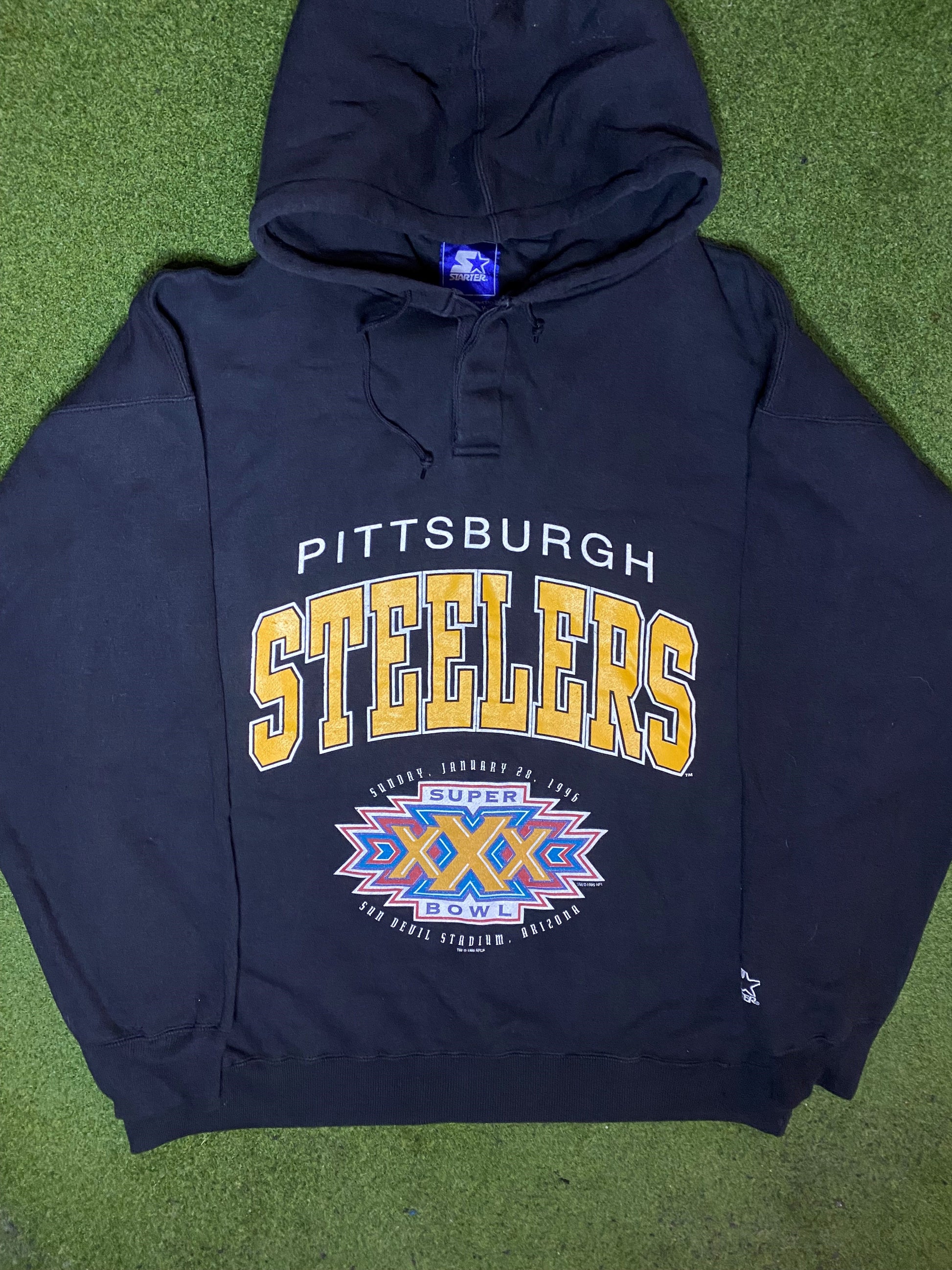 1996 Pittsburgh Steelers Super Bowl XXX Vintage NFL Hoodie (XL)
