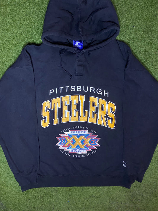 1996 Pittsburgh Steelers - Super Bowl XXX - Vintage NFL Hoodie (XL) 