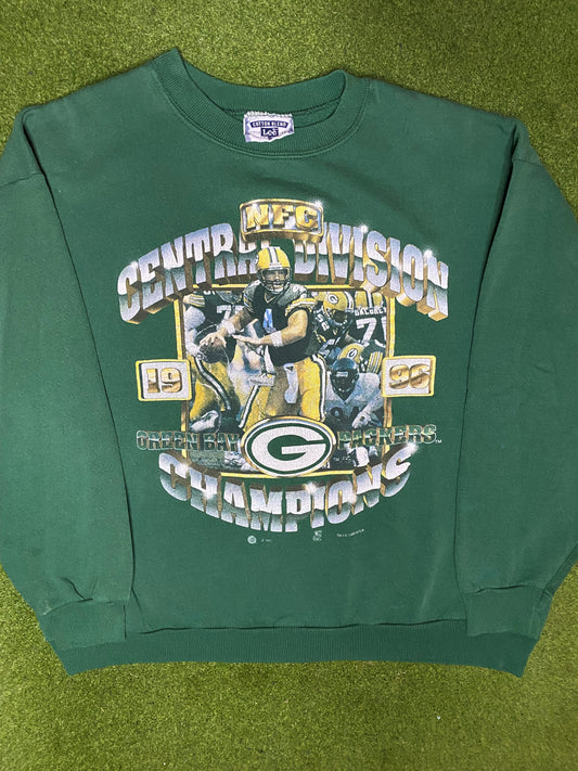 1996 Green Pay Packers - Div Champs - Vintage NFL Sweatshirt (XL) Gametime Vintage