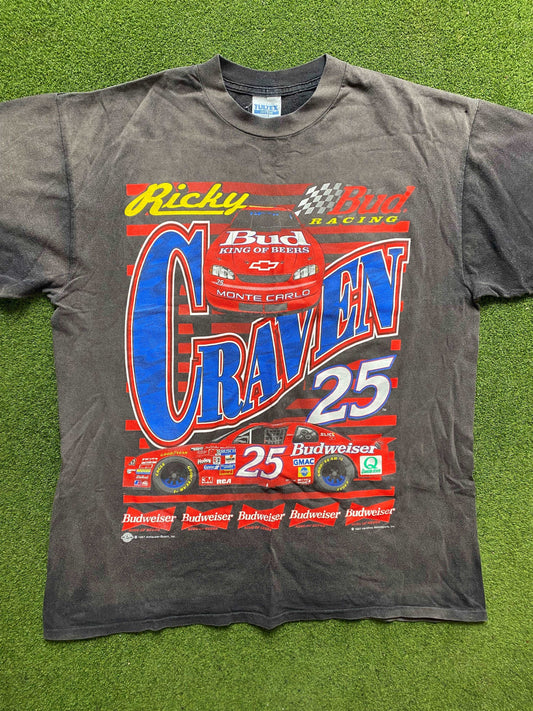 1997 Ricky Craven - Budweiser Racing - Double Sided - Vintage NASCAR T-Shirt (XL)