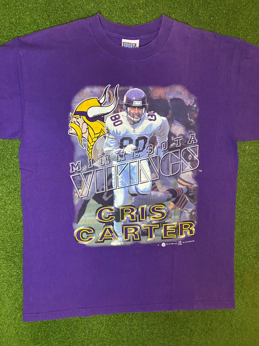 1997 Minnesota Vikings - Chris Carter - Vintage NFL Player T-Shirt (Large) Gametime Vintage