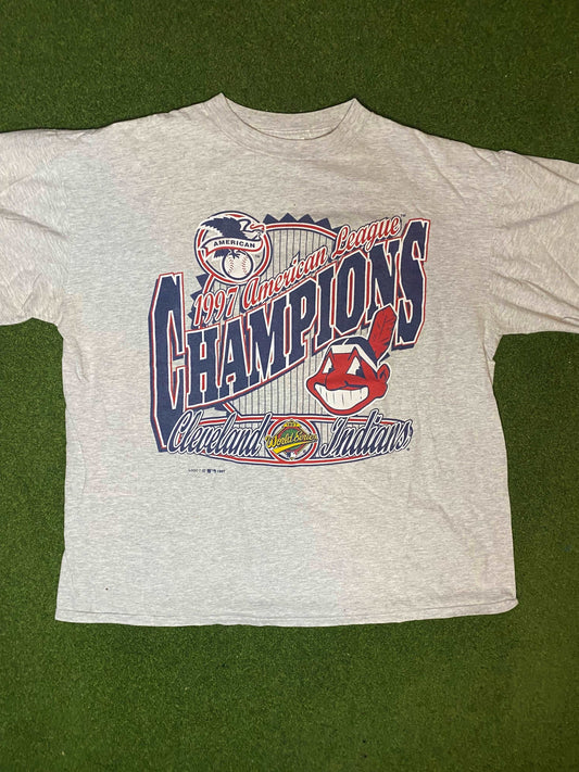 1997 Cleveland Indians - American League Champions - Vintage MLB Tee Shirt (XL)