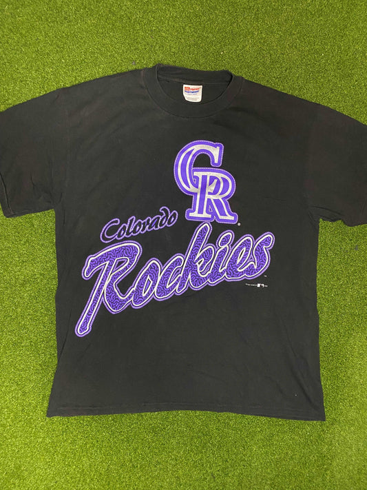 1997 Colorado Rockies - Big Logo - Vintage MLB Tee Shirt (Large) Gametime Vintage