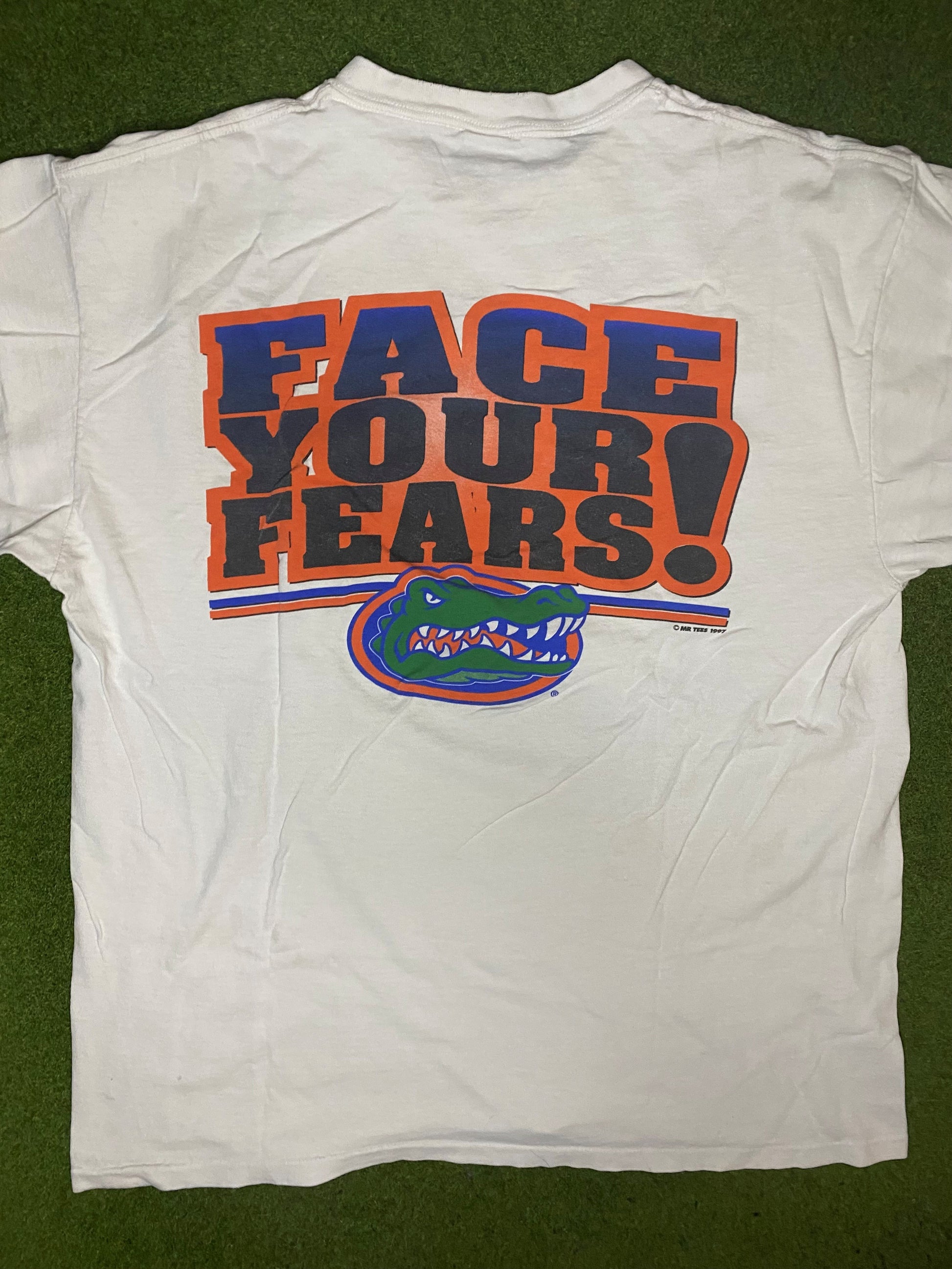 1997 Florida Gators - Face Your Fears - Vintage College T-Shirt (XL) - Gametime Vintage