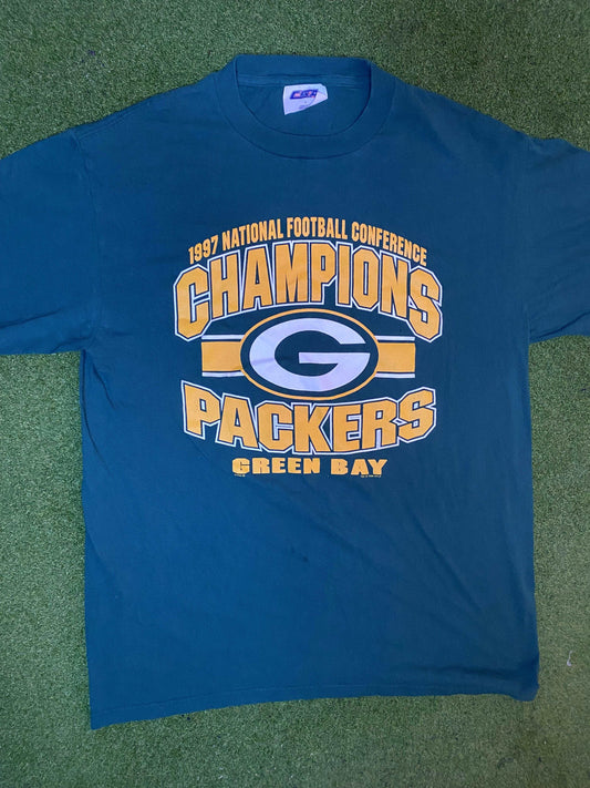 1997 Green Bay Packers - NFC Champions - Vintage NFL T-Shirt (XL) Gametime Vintage