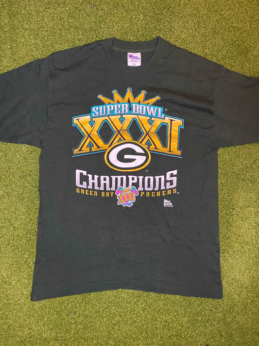 1997 Green Bay Packers - Super Bowl XXXI Champs - Vintage NFL Tee Shirt (Large) Gametime Vintage