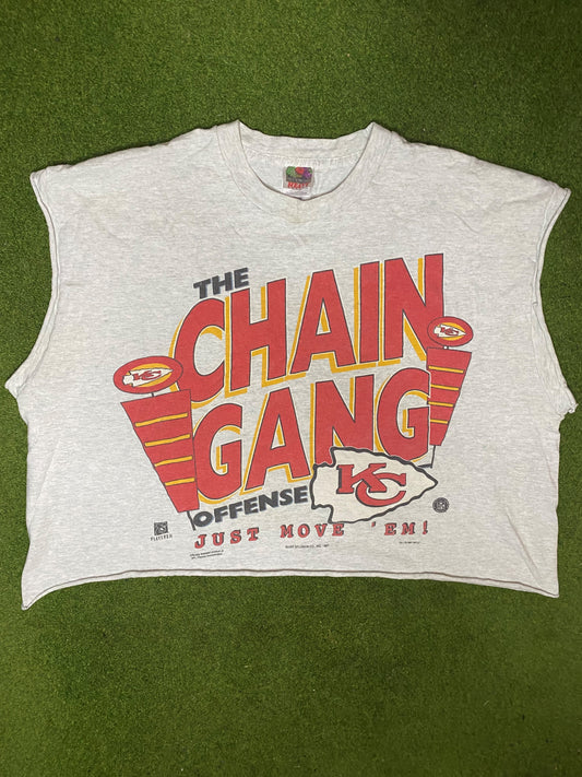 1997 Kansas City Chiefs - Chang Gang - Vintage NFL Cropped Shirt (XL) - Gametime Vintage