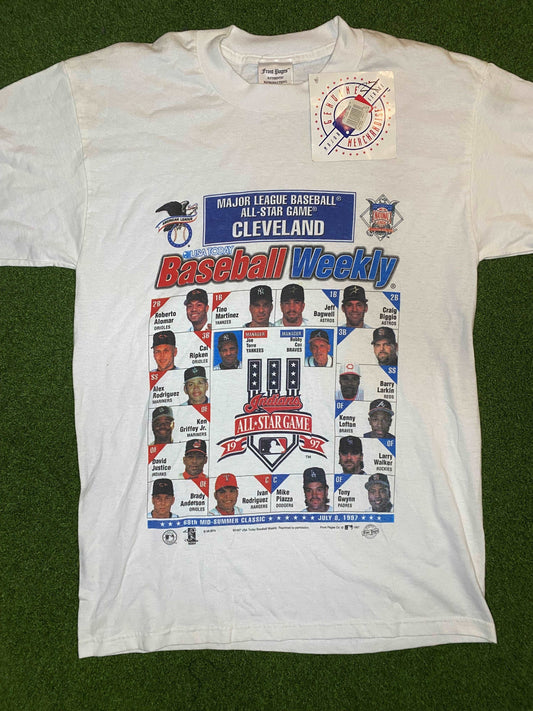 1997 MLB All Star Game - Rosters - Dead Stock NWT - Vintage MLB Tee Shirt (Large)